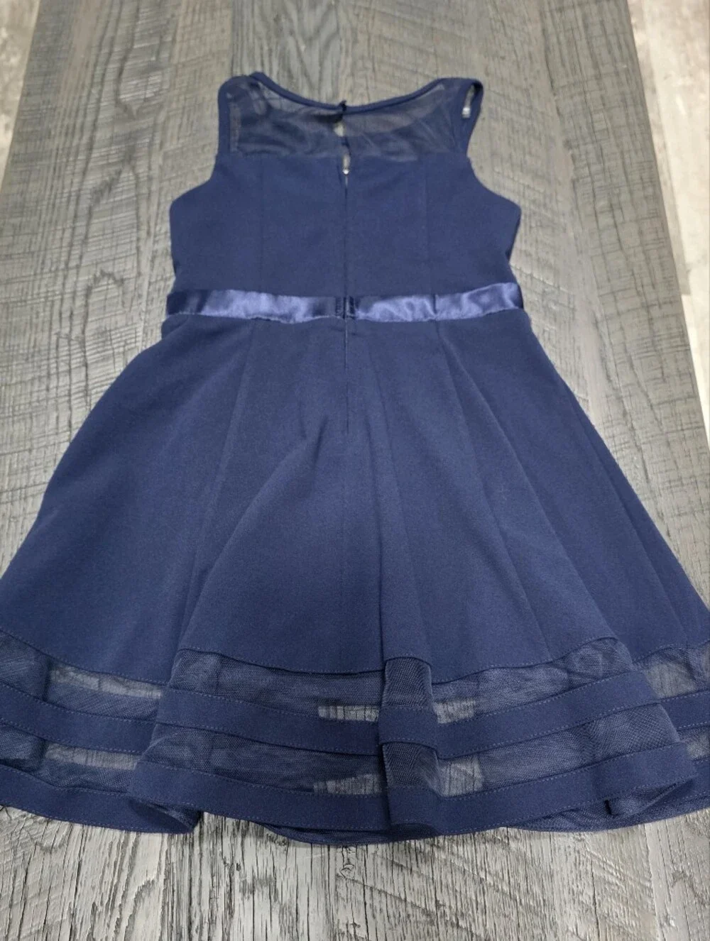 Calvin Klein Girls Sleeveless Navy Bow Party Dress( Sz:8)
